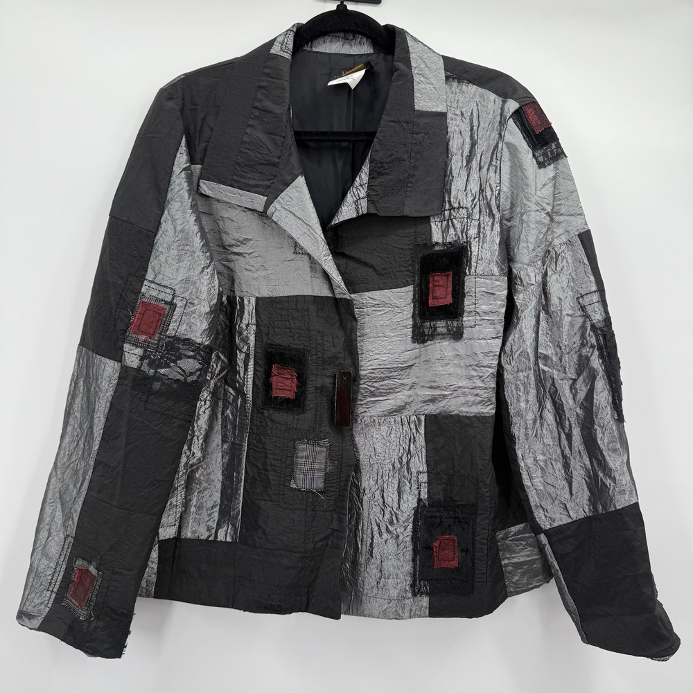 Linda Lundstrom Jacket Size 10 Vintage Art  Patchwork‎ Foil Maximalist Statement